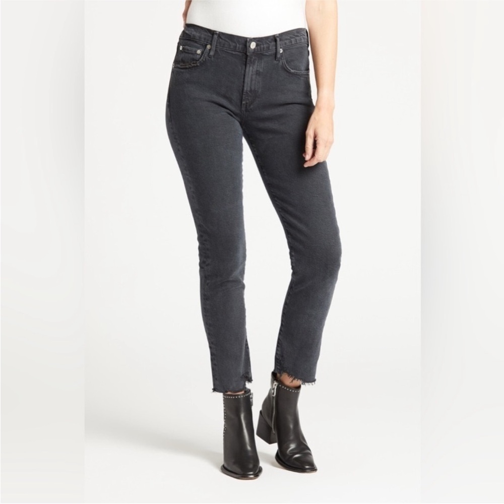 Agolde Toni Mid Rise Straight Raw Hem Jeans Black Size 25 A133D-3002